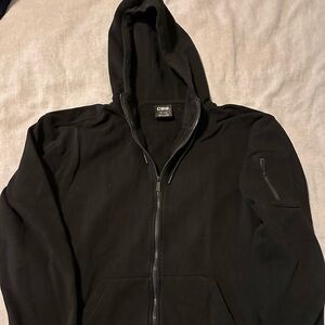 Heavyweight black full zip hoodie - XXL